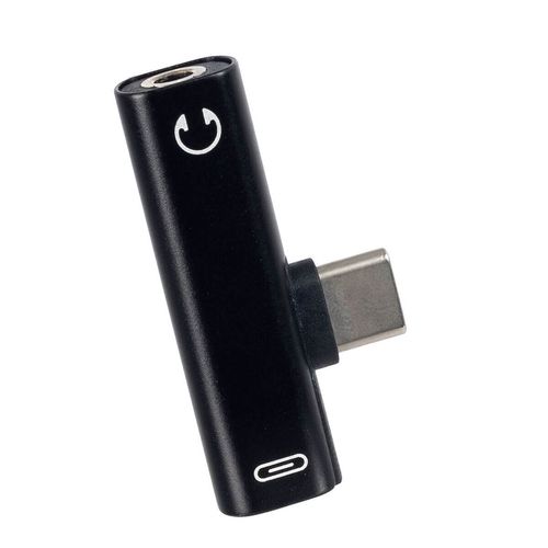 Kit com 5 Adaptador USB Tipo C para Fone Ouvido P2, Preto