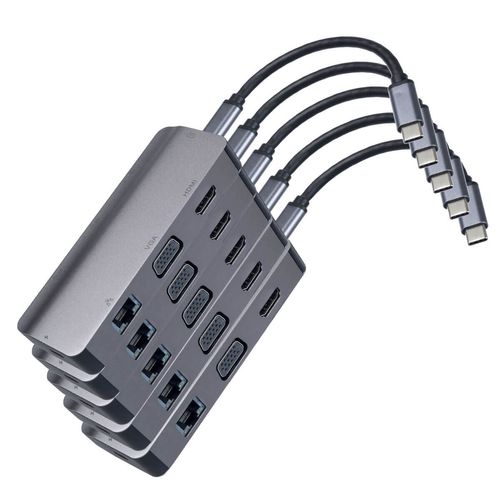 Kit com 5 x HUB USB Tipo-C Multi-portas