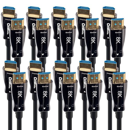Kit com 10 Cabo HDMI 2.1 8K Fibra Óptica 100 Metros