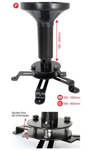 Suporte para Projetor - Médio - Altura 300 a 500 mm - Multivisão