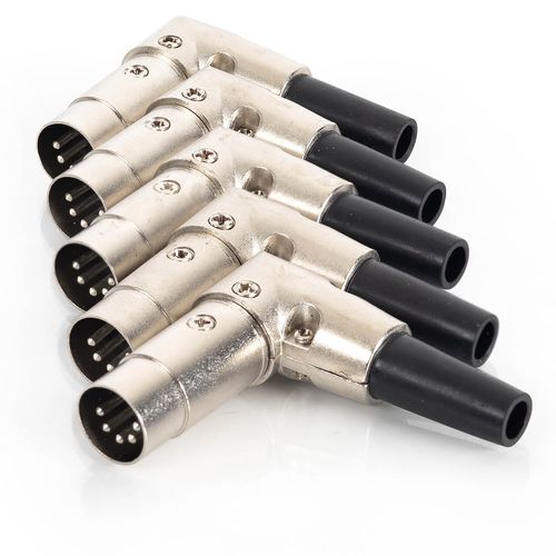 Kit 5 Plug MIDI DIM 90º graus Metálico Profissional