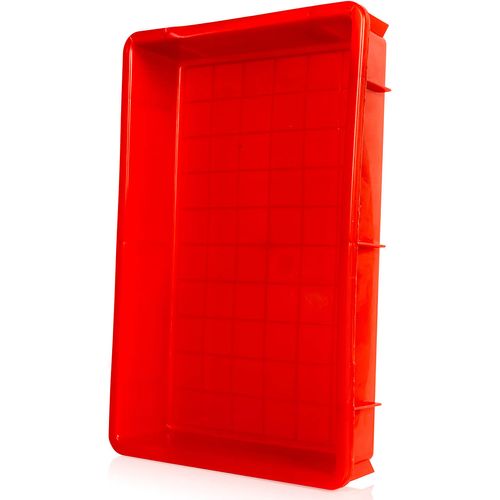 Kit com 5 Bandejas Plásticas Multiuso sem Tampa 10 litros Vermelha