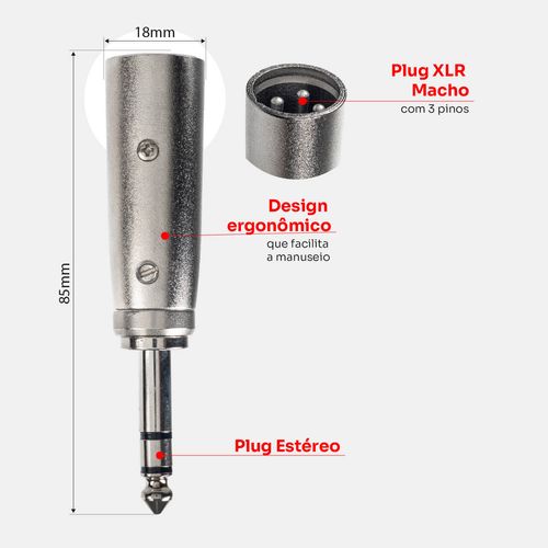 Adaptador P10 Macho Para Xlr Macho