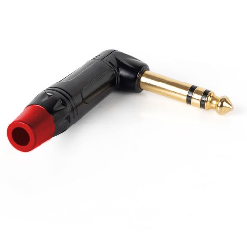 Kit com 5 Conector Plug P10 90 graus Estéreo Vermelho
