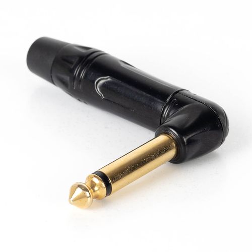 Kit com 5 Conector Plug P10 90 graus Mono Preto