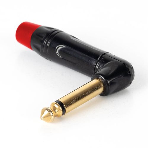 Kit com 5 Conector Plug P10 90 graus Mono Vermelho