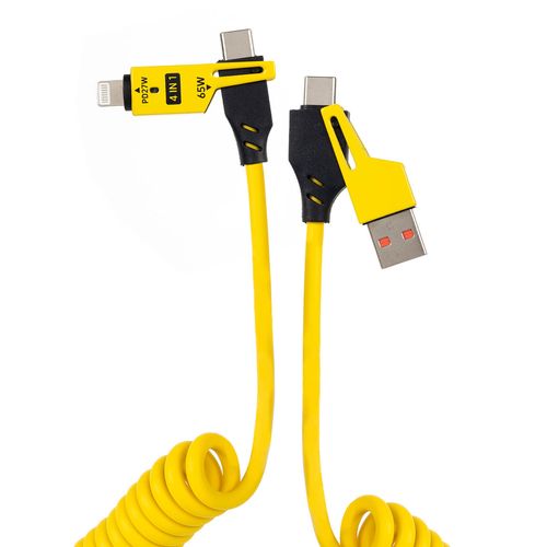 Cabo Espiral Turbo 65W 4 em 1 USB, USB-C e Lightning PD27W