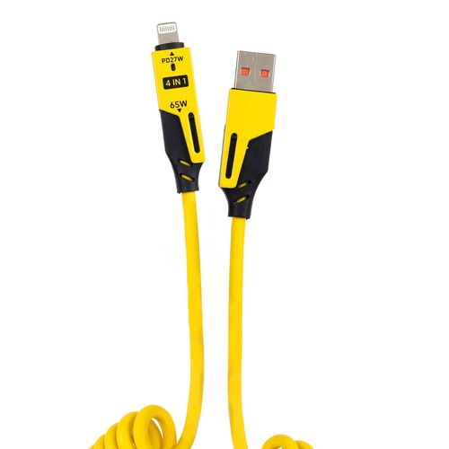 Cabo Espiral Turbo 65W 4 em 1 USB, USB-C e Lightning PD27W