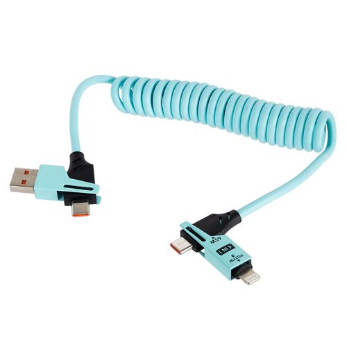 Cabo Espiral Turbo 65W 4 em 1 USB, USB-C e Lightning PD27W
