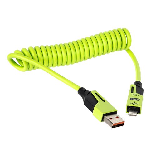 Cabo Espiral Turbo 65W 4 em 1 USB, USB-C e Lightning PD27W