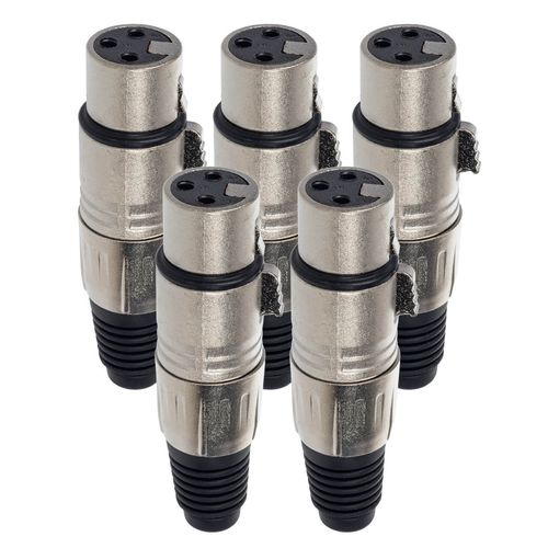 Kit com 5 Conector XLR Fêmea Profissional - Cirilo Cabos