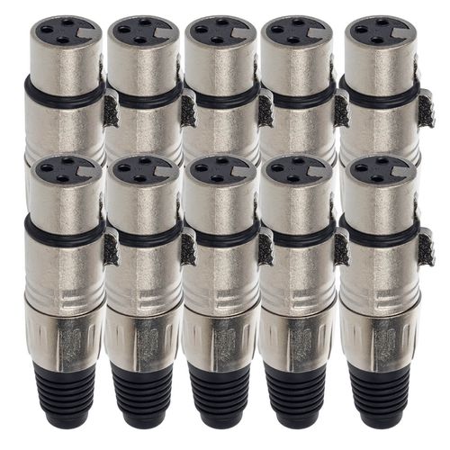 Kit com 10 Conector XLR Fêmea Profissional - Cirilo Cabos