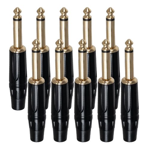 Kit com 10 Conectores P10 Mono Cirilo Cabos Preto