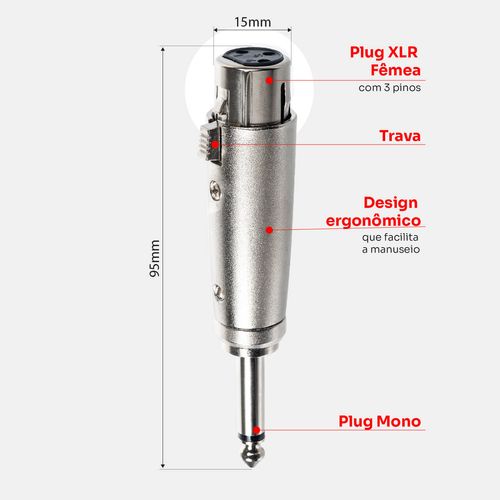 Adaptador P10 Macho Para Xlr Fêmea