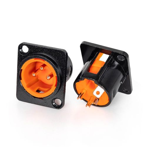 Conector XLR Macho Painel Black Profissional Laranja