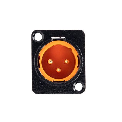 Kit com 5 Conectores XLR Macho Painel Black Profissional Laranja