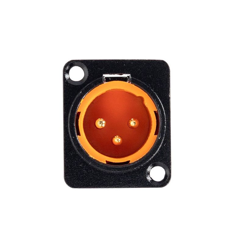 Kit com 5 Conectores XLR Macho Painel Black Profissional Laranja 1