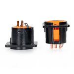 Kit com 5 Conectores XLR Macho Painel Black Profissional Laranja 5