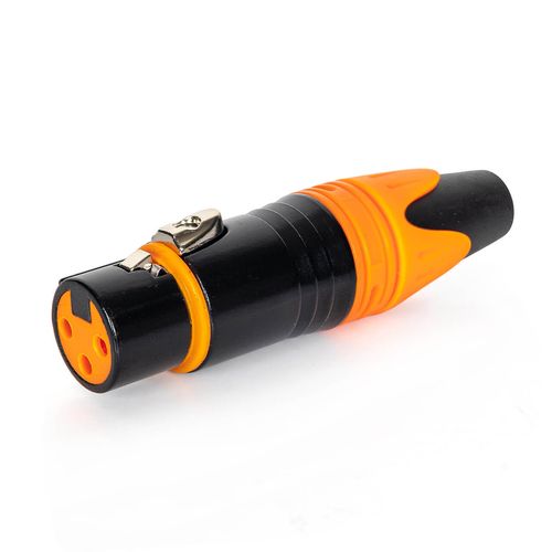 Conector XLR Fêmea Profissional Laranja