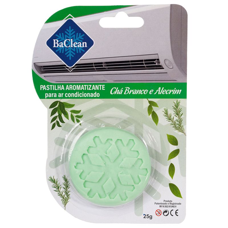 Kit com 10 Pastilhas Bactericida Aromatizante para Ar Condicionado Chá Branco e Alecrim-1759764338829