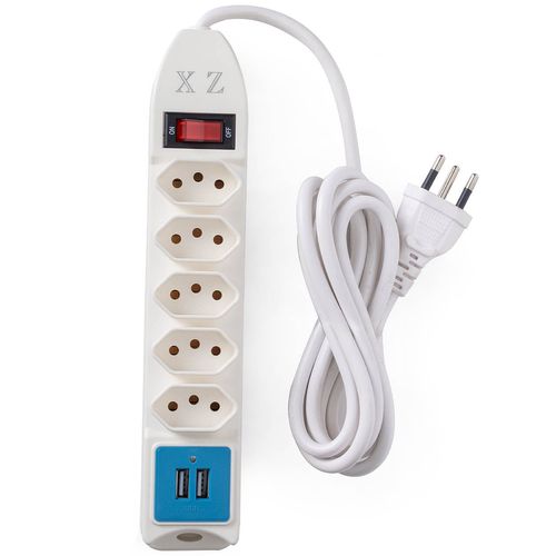 Filtro de Linha 5 Tomadas com Interruptor 2 USB