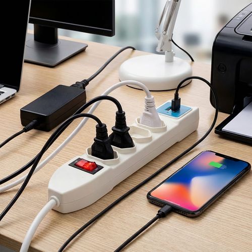 Filtro de Linha 5 Tomadas com Interruptor 2 USB