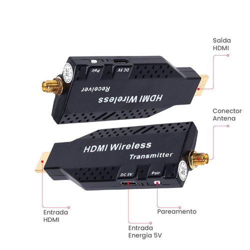 Kit Extensor HDMI Wireless sem Fio Full HD até 50 metros