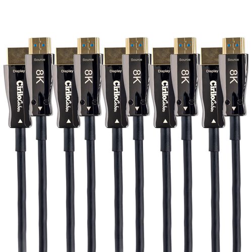 Kit com 5 Cabo HDMI 2.1 8K Fibra Óptica 100 Metros