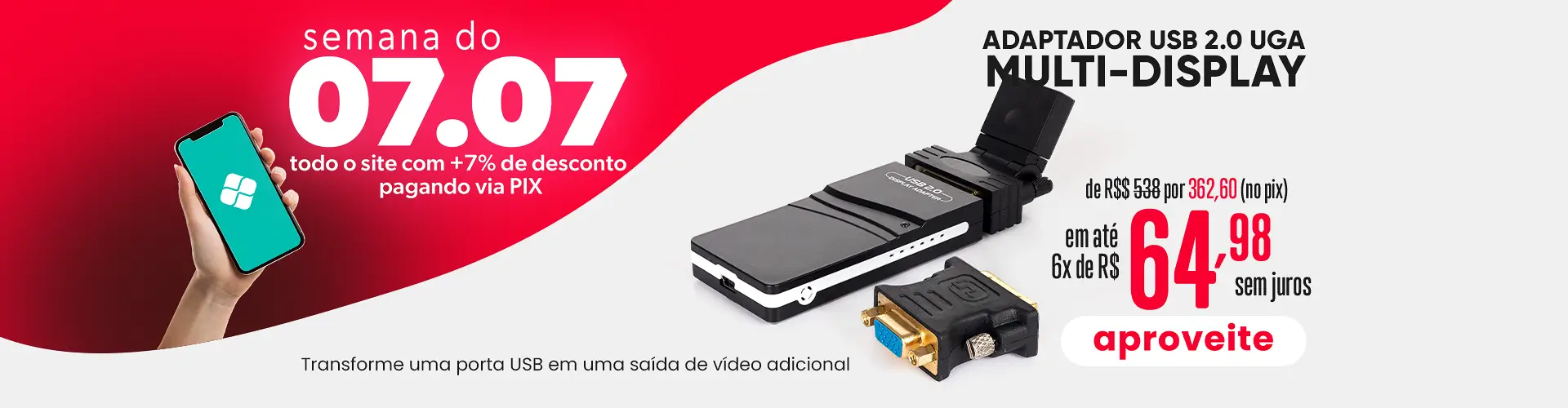 Transforme uma porta USB em uma saída de vídeo adicional